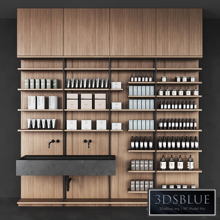 Cosmetic set wooden shelving
