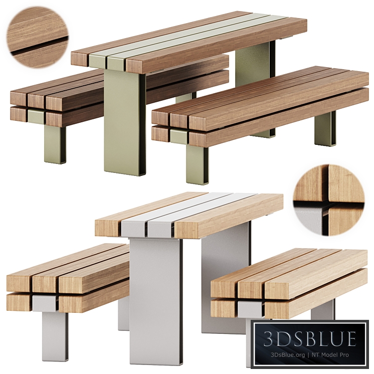 KONG Outdoor Sectional Bench and Table by Vestre