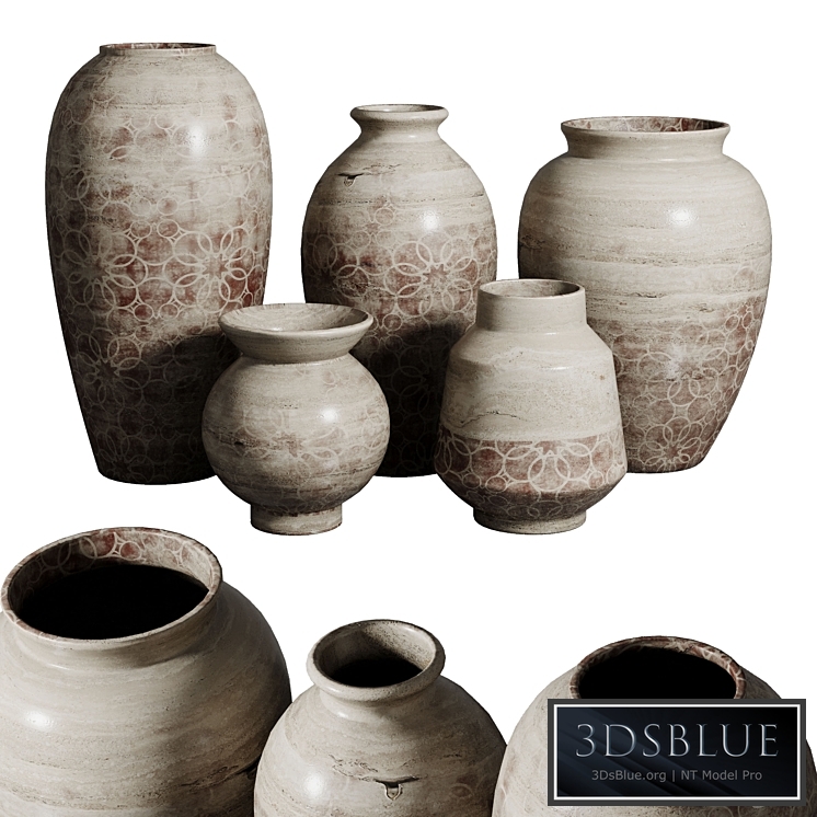 Old vase 3 material marble concrete plaster