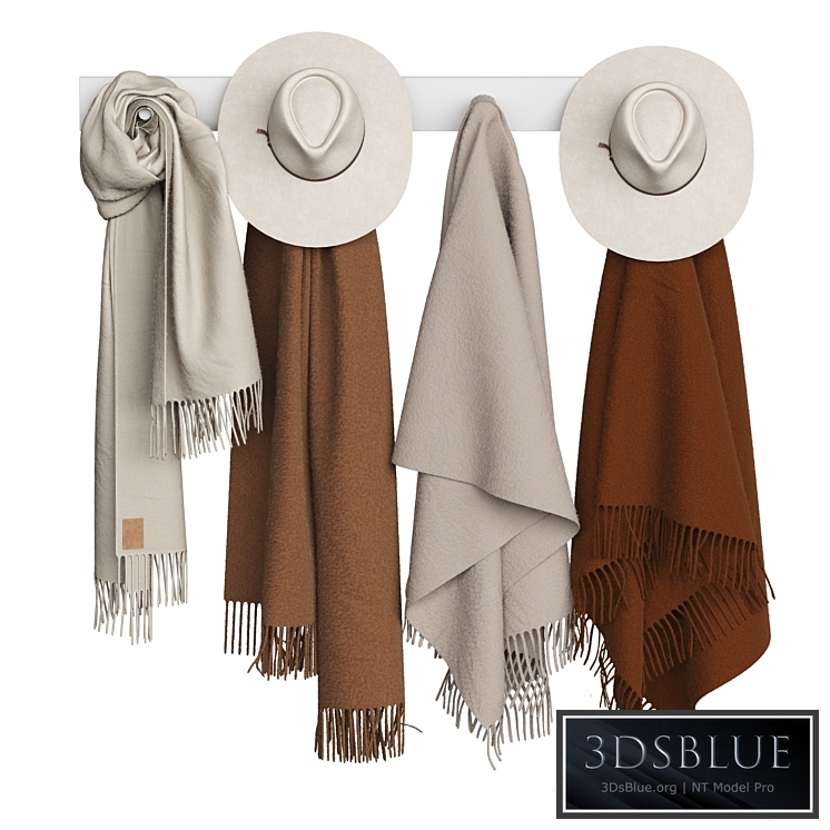 Hats and scarves on a hanger