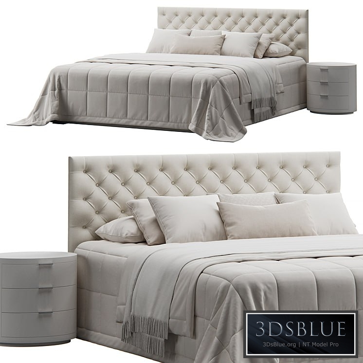 Tufted Beige Headboard Bed