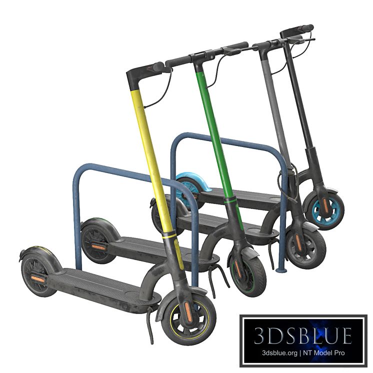 Electric scooters of different colors