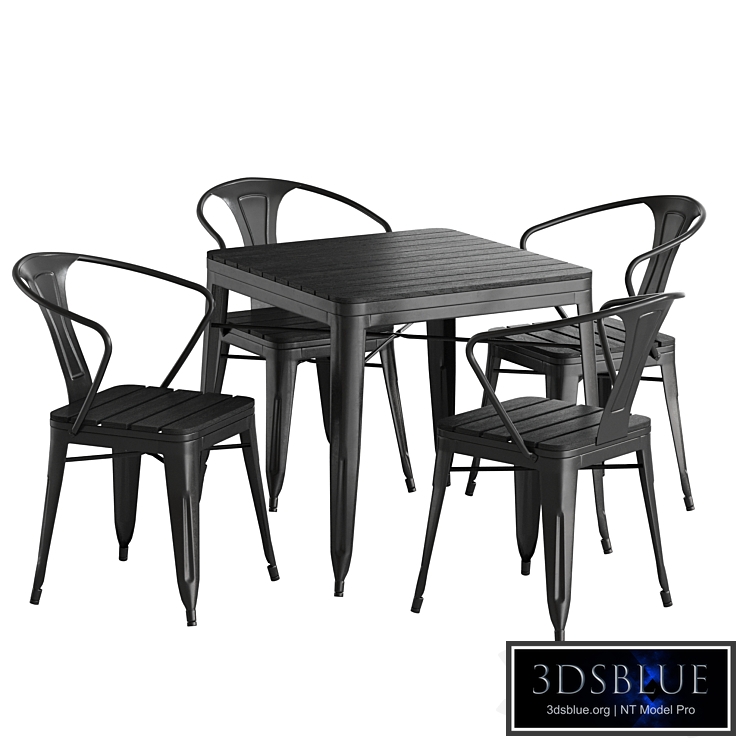 metal table and chairs for street cafe bistrot and patio