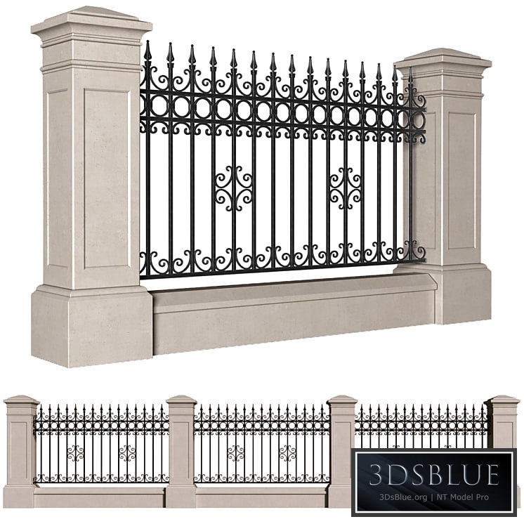 Fence in classic style with wrought iron railing.Entrance to the house.Wrought Iron Entry Gate