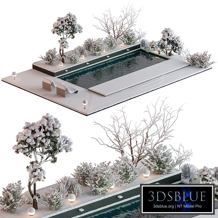 Snowy Scene with Pool - Set 76