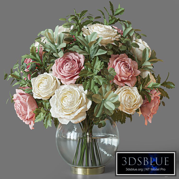 Flower Set 049 pink and white rose