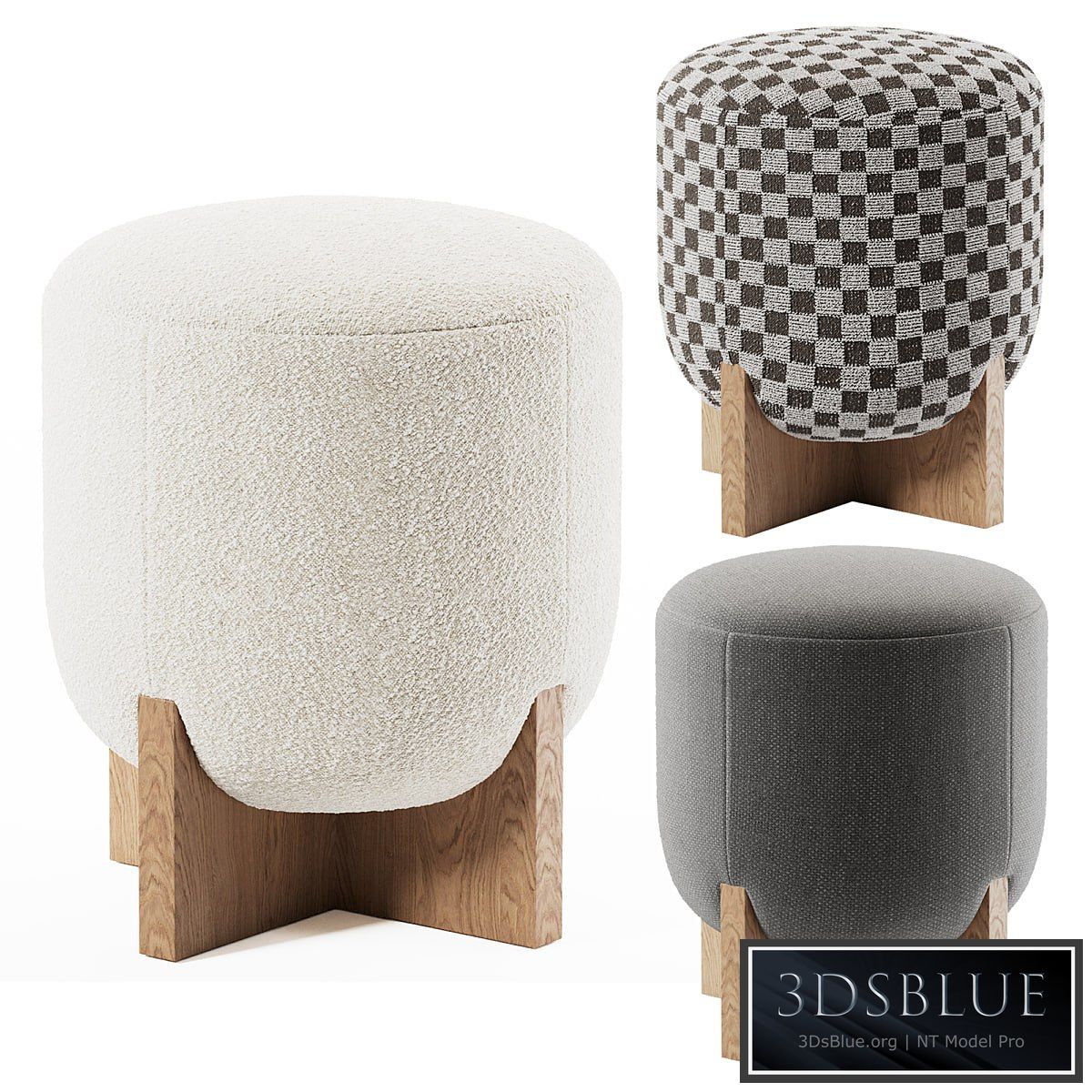 WISEMAX FURNITURE ottoman with wooden legs