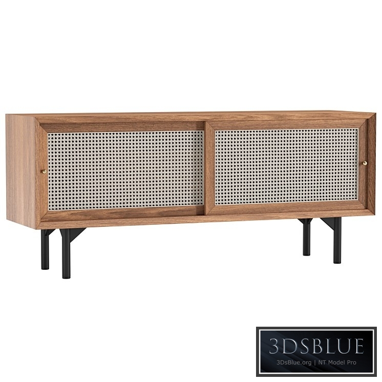 Cottage Natural TV Stand with Rattan Woven Doors