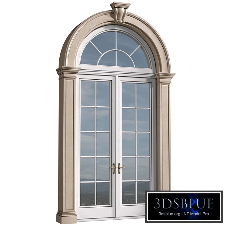 Arc Classical frame window.Entrance to the house.Front Door.Arched Opening.Outdoor Entrance classic door.External Doors. Exterior Door.Street Doors