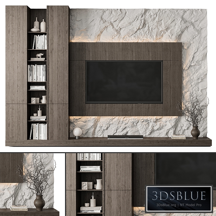 TV Wall Rock Wall and Wood - Set 78