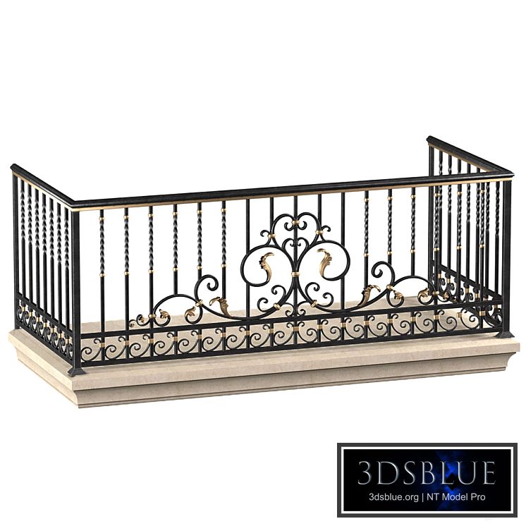 Classic balcony with wrought iron railing.Modern balcony Forged Fence