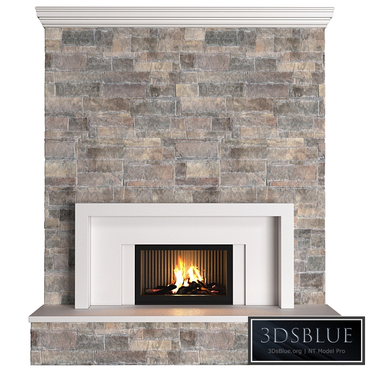 classic style Fireplace with stone wall.Stonework Fireplace modern ArtDeco