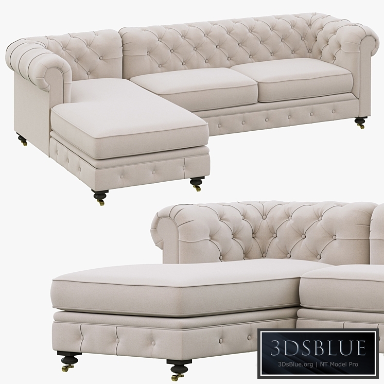 Restoration Hardware Petite Kensington Upholstered Left-Arm Chaise Sectional