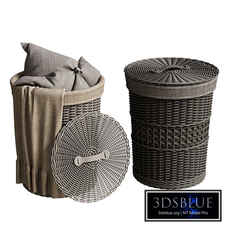 Wicker basket with pillow and blanket