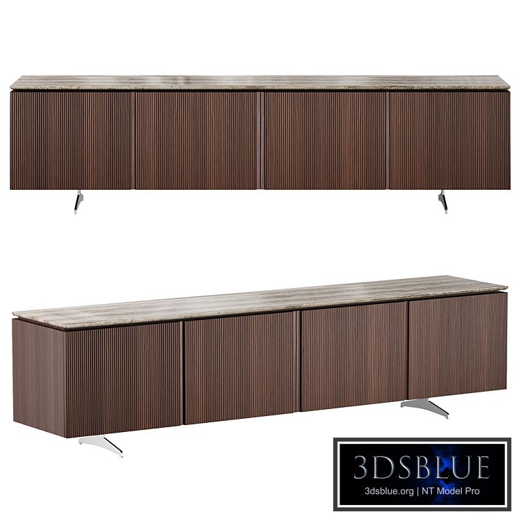 TV stand - enfilade in walnut and travertine, Jakto