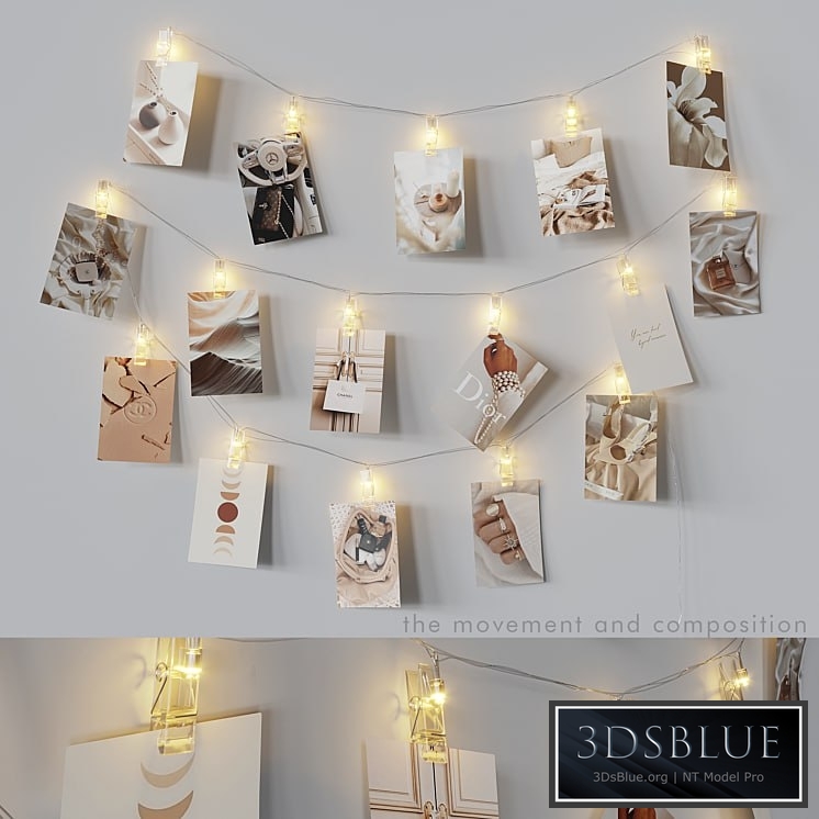 Editable photo garland beige