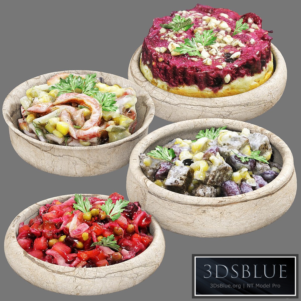 set of vegetable salads