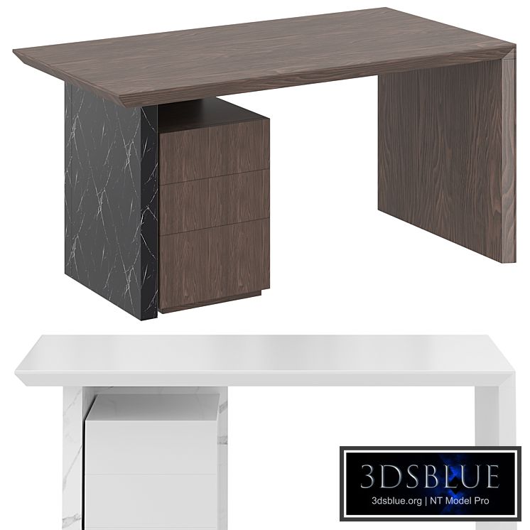 Modern white wooden desk for home office with filing cabinet