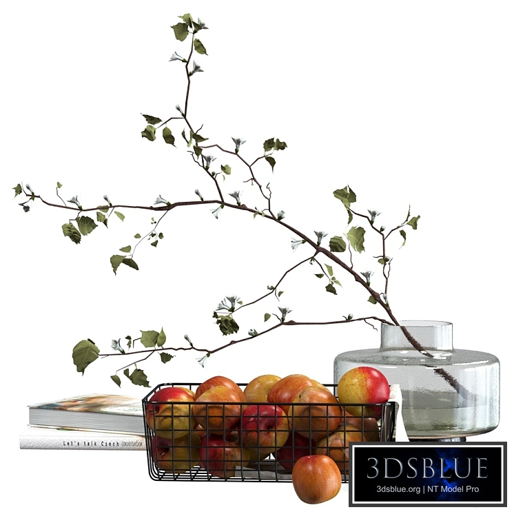 Decorative set with a basket of apples