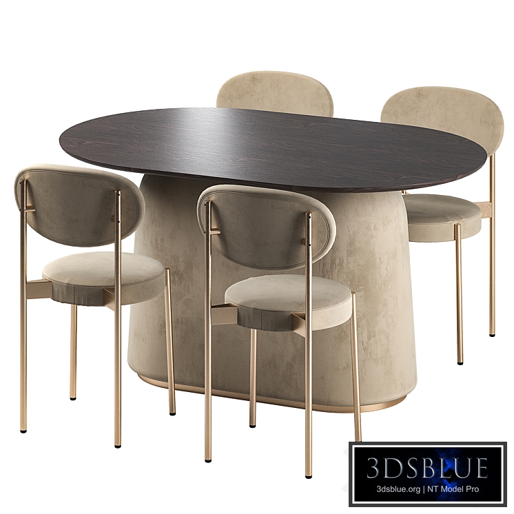 Casper table UNIKA / 430 Chair in Beige Verner Panton