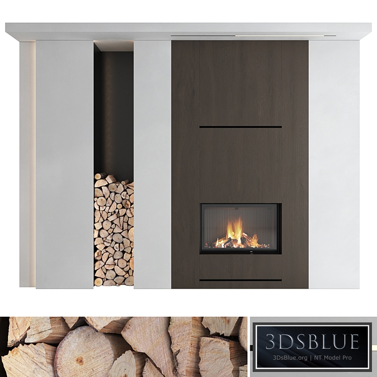 Decorative wall with fireplace set 21