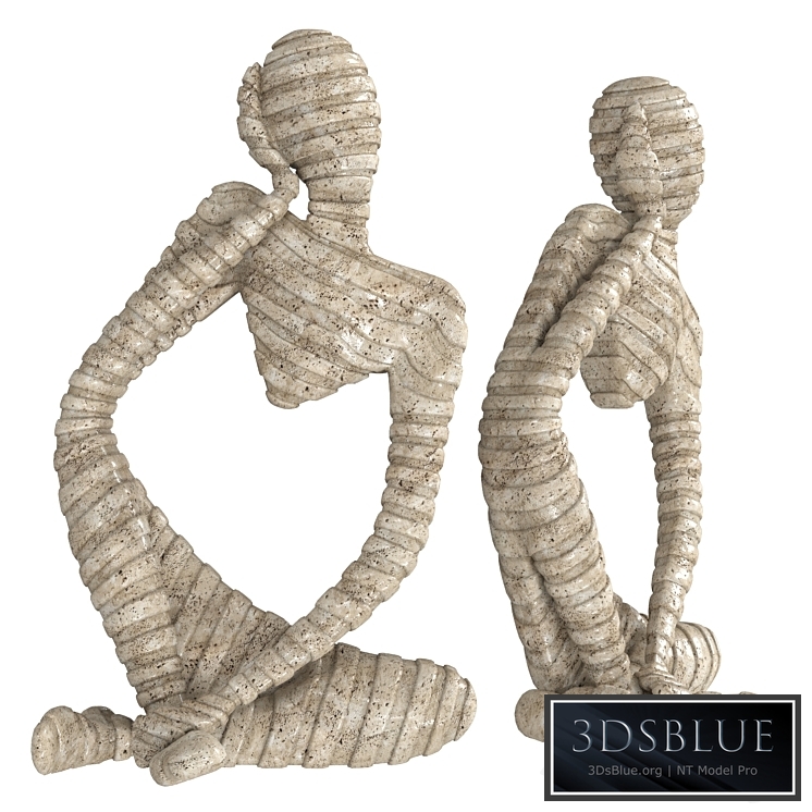 Ethnic statuette of a woman from travertine