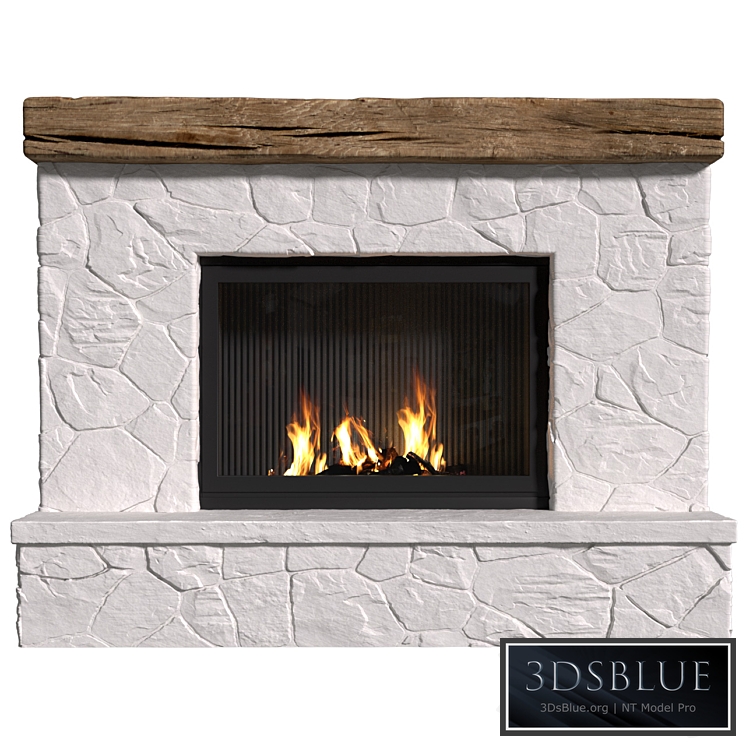 Provence style fireplace.Rock Fireplace in Country style.Rustic Farmhouse fireplace