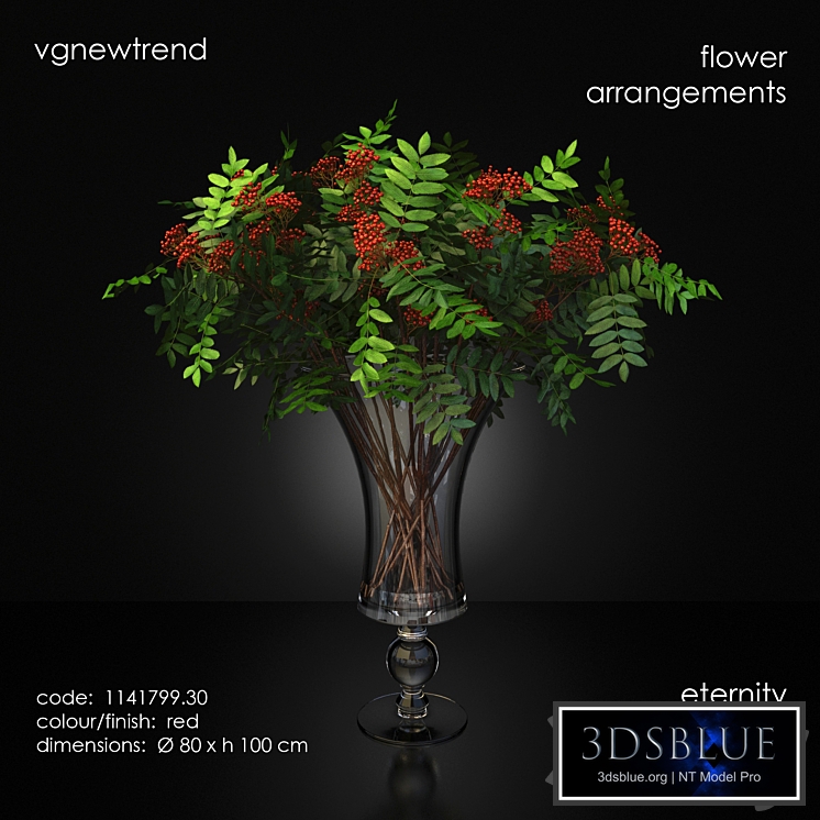 Rowan Bouquet in a vase, eternity bowl red berries