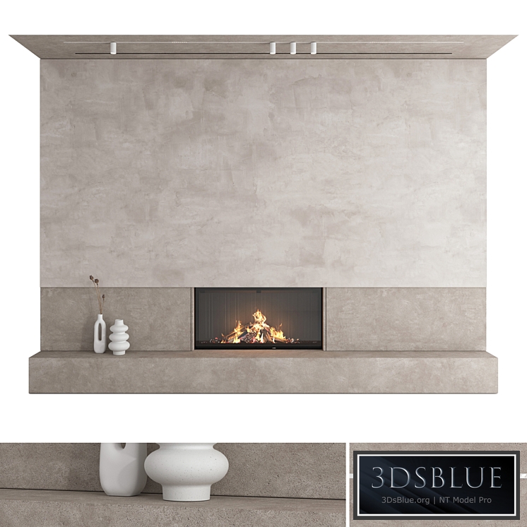 Decorative wall with fireplace set 27