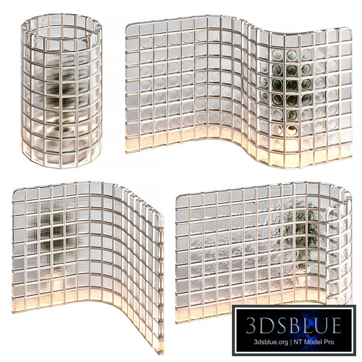 Glass blocks partition zig-zag