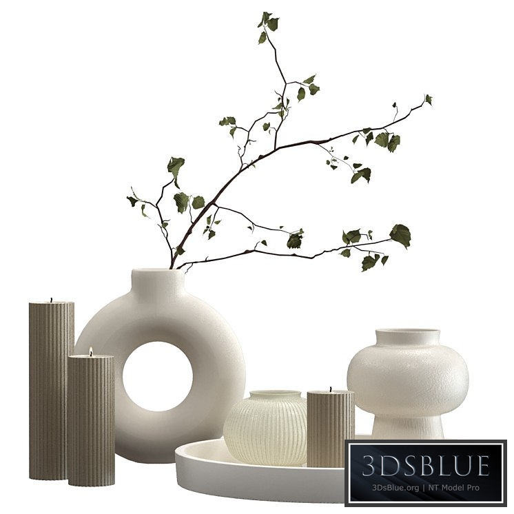 Decorative set with candles and vases