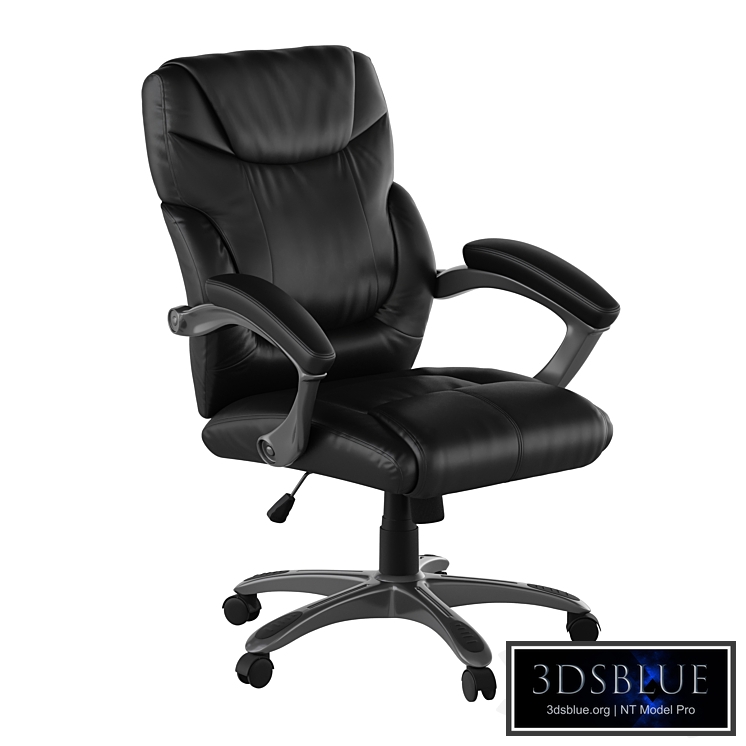 Mid-Back Black LeatherSoft Overstuffed Swivel Task Ergonomic Office Chair with Arms