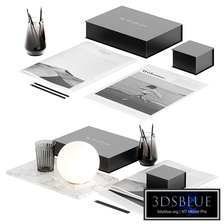 Decorative table set with lamp