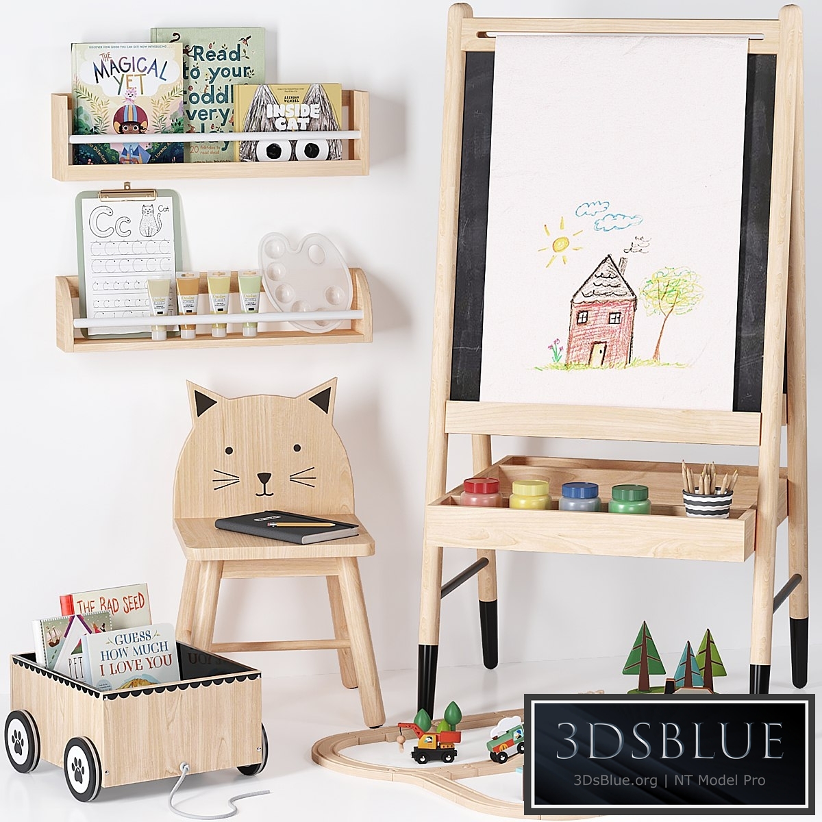 Crate and Barrel Wooden Art Easel ,Toy and Decor for Kids