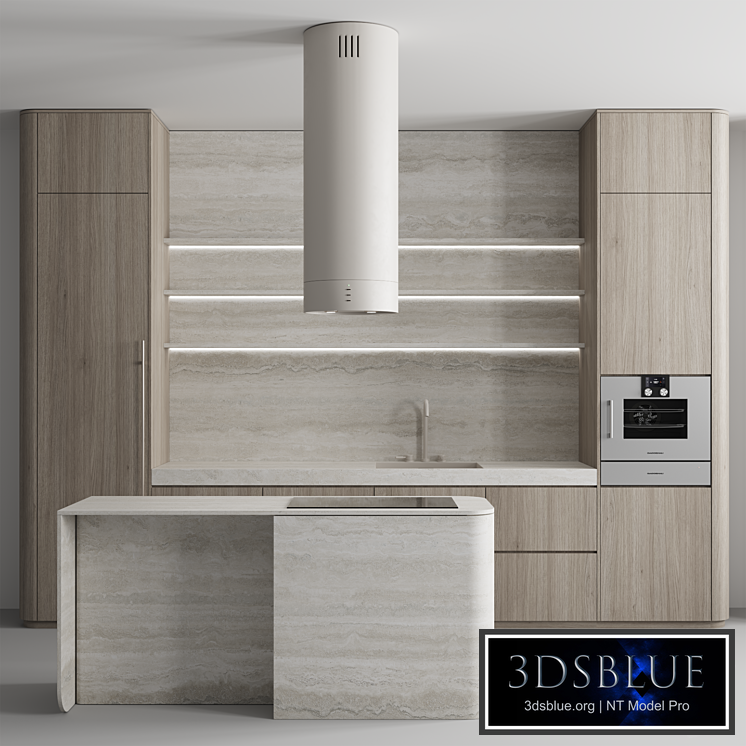 Kitchen №145 "Wood and Travertine"