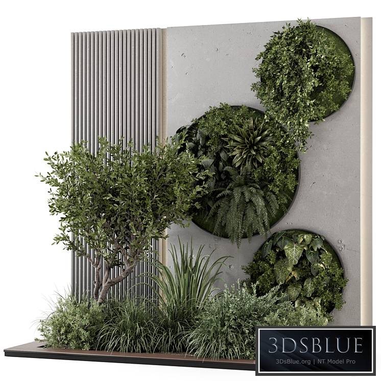 Indoor Wall Vertical Garden in Concrete Base - Set 1357