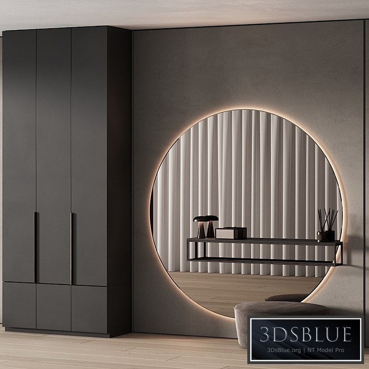 247 hallway zone 09 minimal hall with big round mirror 01