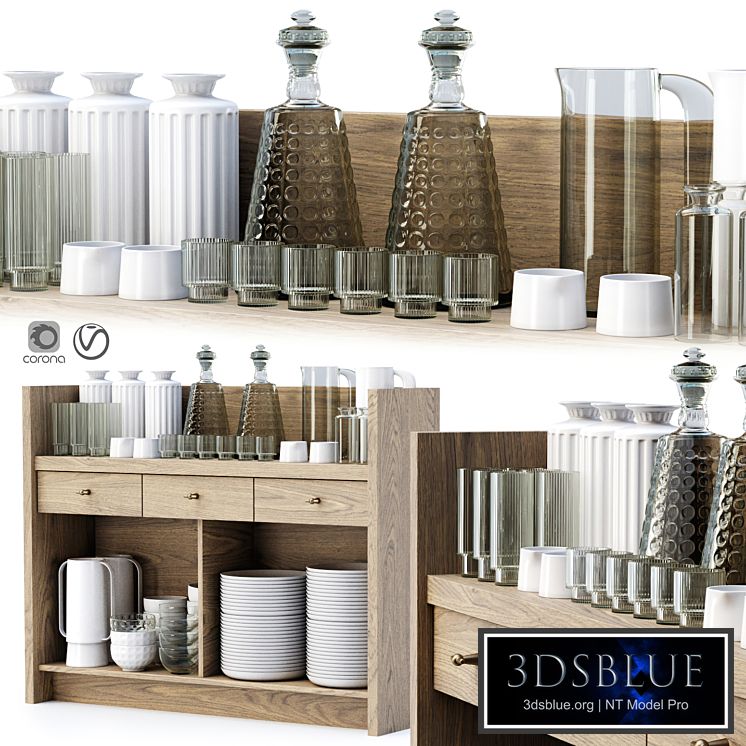 Mira restaurant cabinet with dishes V4 / Wooden sideboard with dishes