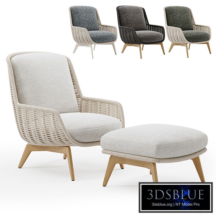 Outdoor Garden Woven Lounge Bergere Belt Cord