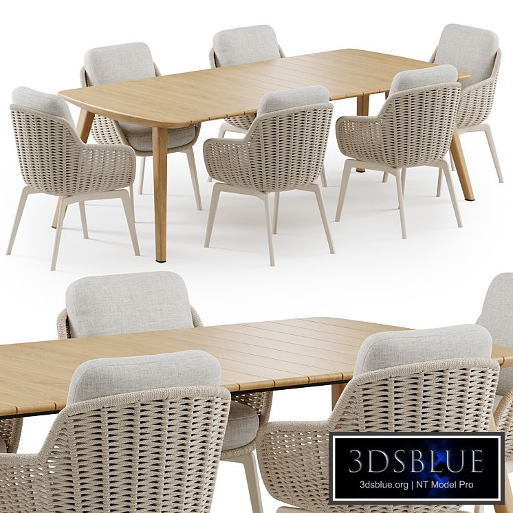 Outdoor Garden Woven Dining Set Belt Cord