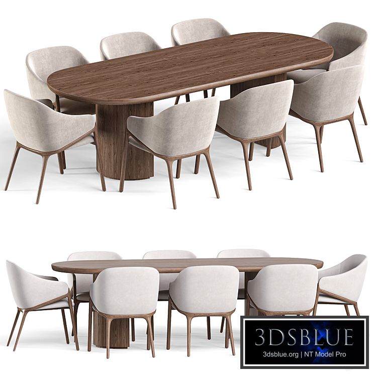 Angelcerda Chair Moon Table Dining Set