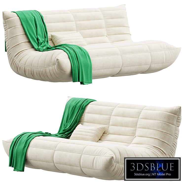 Blanchette Kail Microfiber Microsuede Armless 3-Seat Togo Three Seater Sofa