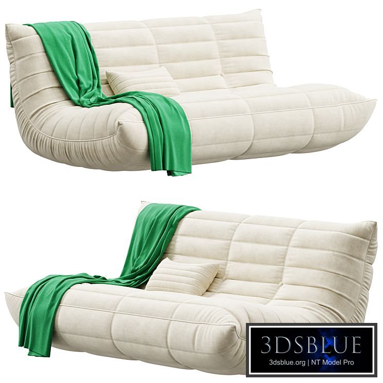 Blanchette Kail Microfiber Microsuede Armless 3-Seat Togo Three Seater Sofa