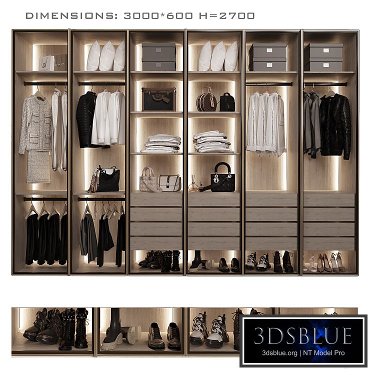 Wardrobe with glass doors