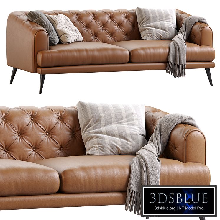 Earl Gray Modern Chesterfield Sofa
