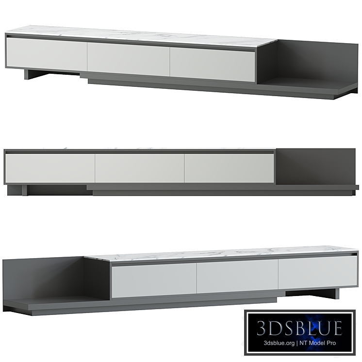 Fero Modern Black Extendable Stone & Wood TV Stand