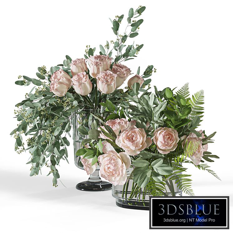 Flower Set 054 Rose seeded eucalyptus