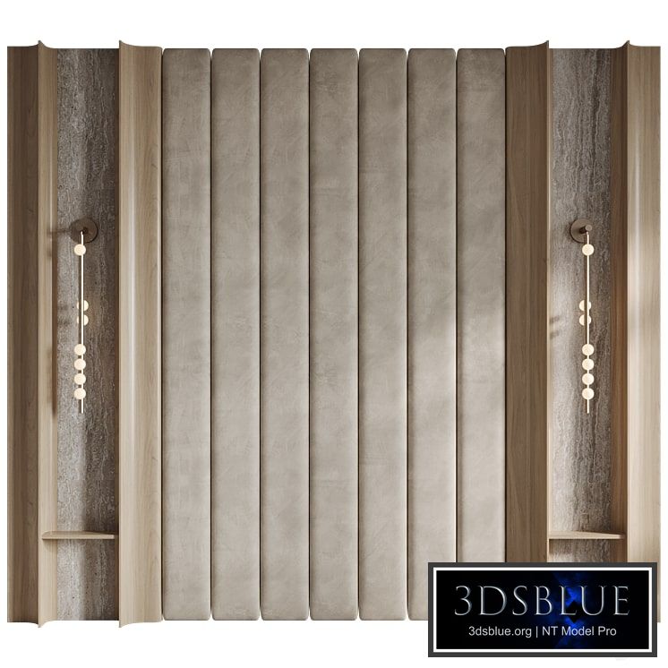 Lunar headboard with upholstered panels