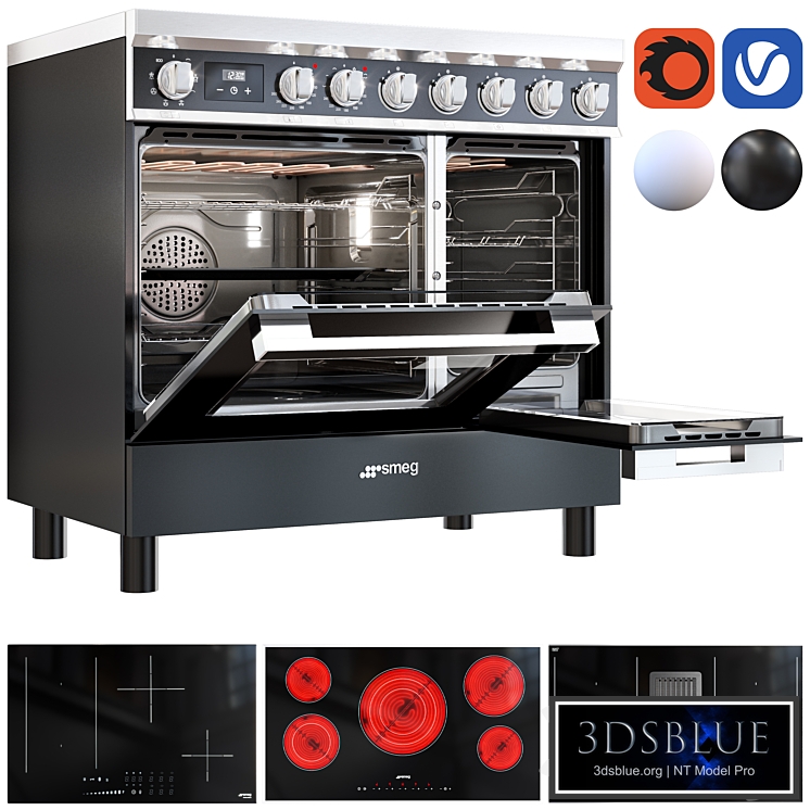 smeg range and cooktop