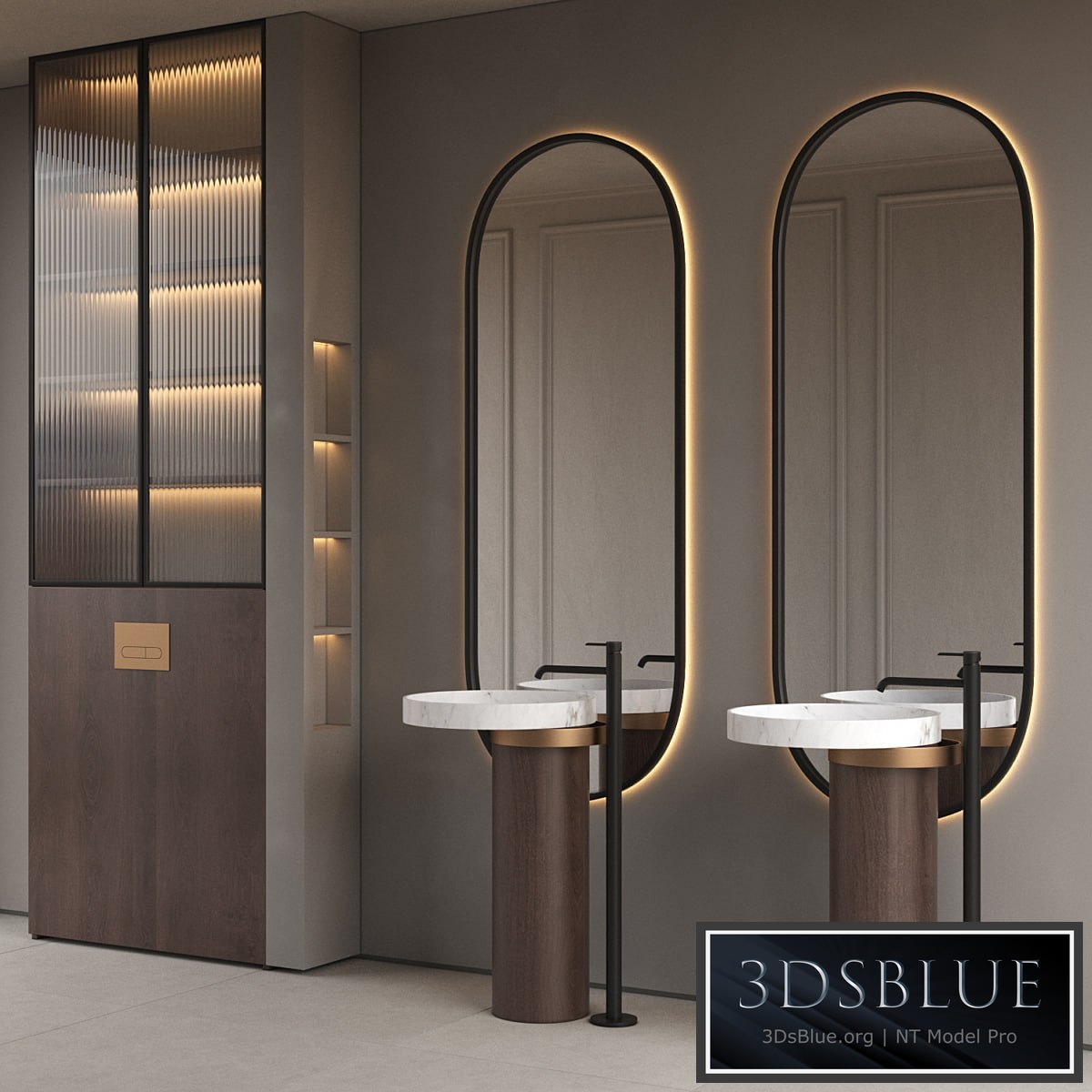 Bathroom furniture 1 - Falper Eccentrico basin & Noken Round faucet by Porcelanosa